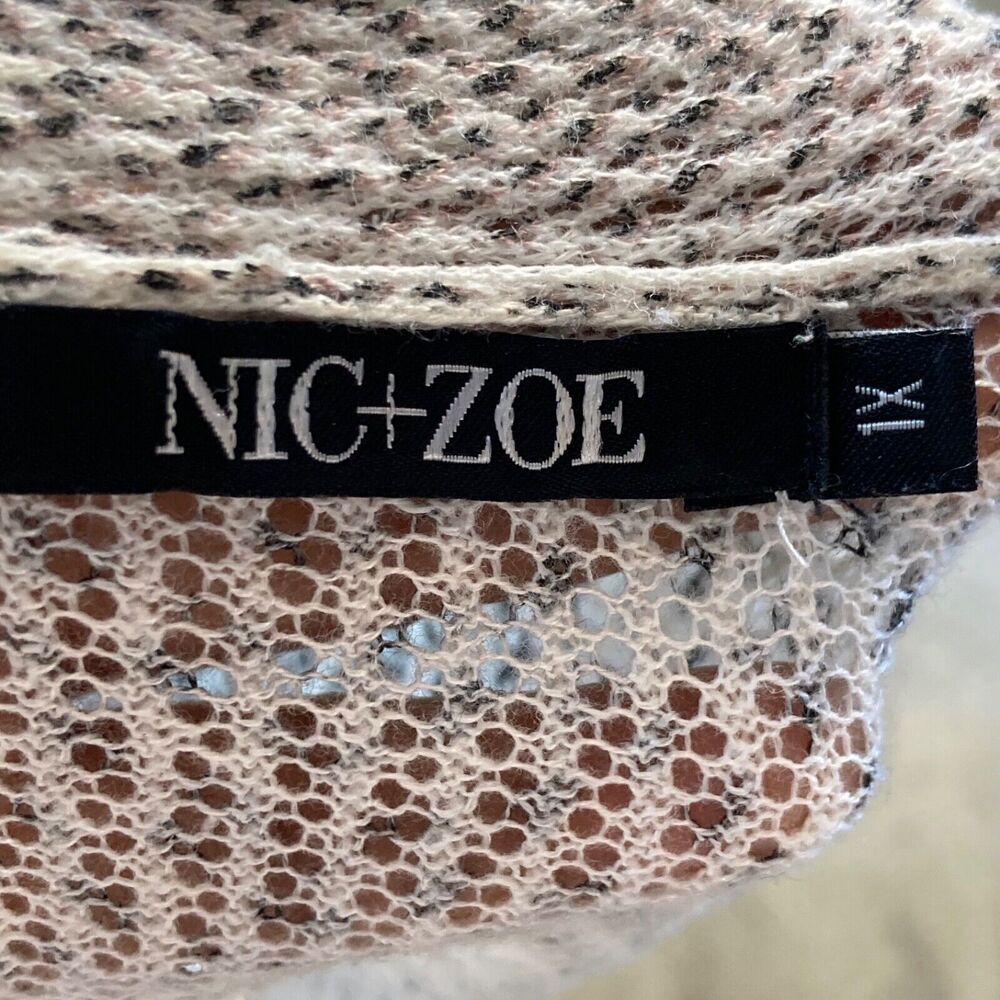 Nic + Zoe Sweater Womens Plus 1X Linen Blend Open Cardigan Midi‎ Geometric - Picture 5 of 7